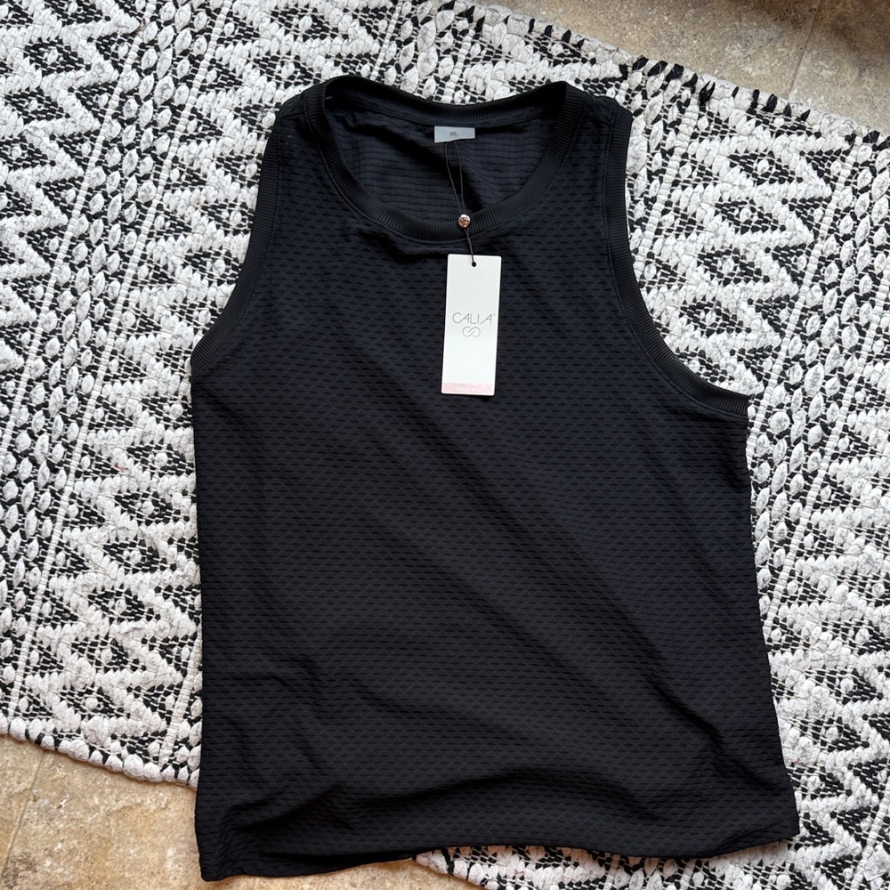Calia women’s XL black Textured Renew Tank Top - golf or tennis, dressy NWT